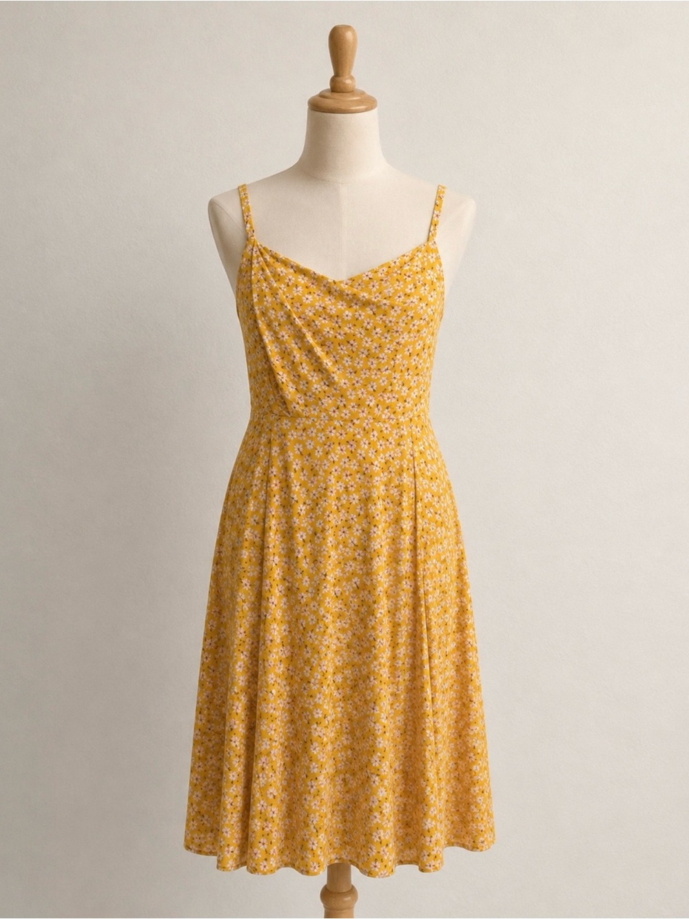 Old Navy Yellow Floral Midi Dress with Spaghetti Straps